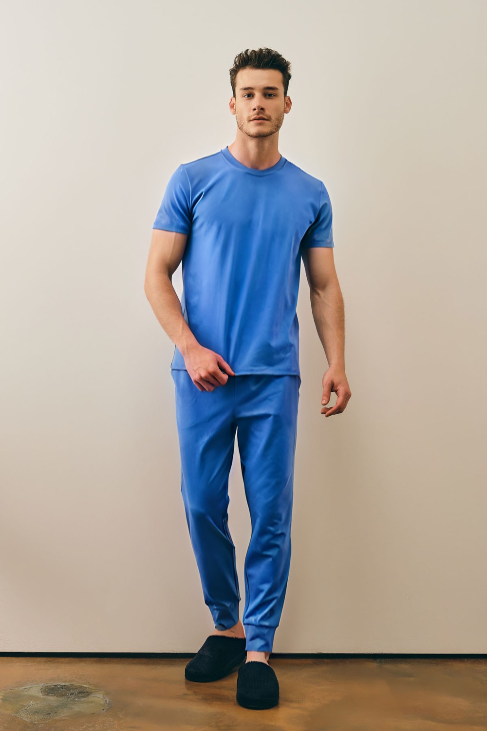 CMZ Collection Erkek Salaş Pijama Takımı Rahat Bisiklet Yaka Günlük Ince Takım