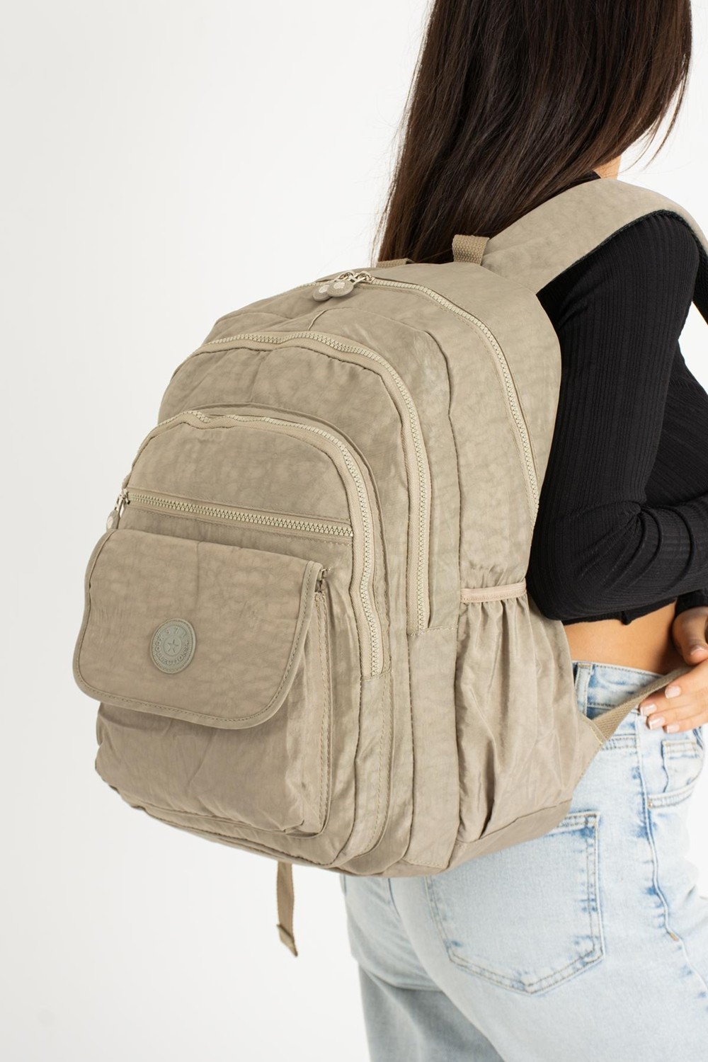 571 Collections Çanta Ultra Hafif Çok Cepli Su Geçirmez Sırt Çantası Unisex Vizon (Model: 571-2A) görsel 2