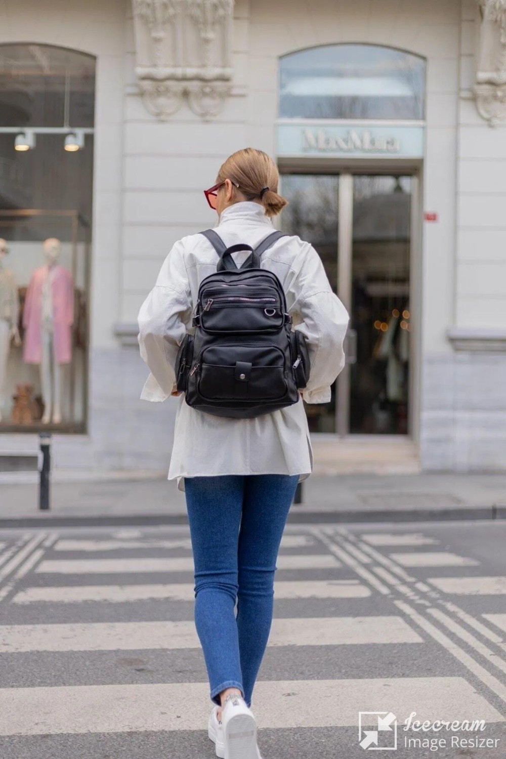 My Geppeto Bag Yıkama Deri Kadın Sırt Çantası Siyah görsel 2