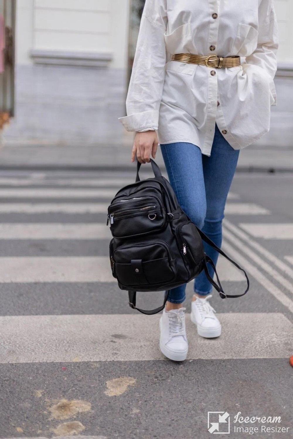 My Geppeto Bag Yıkama Deri Kadın Sırt Çantası Siyah görsel 3