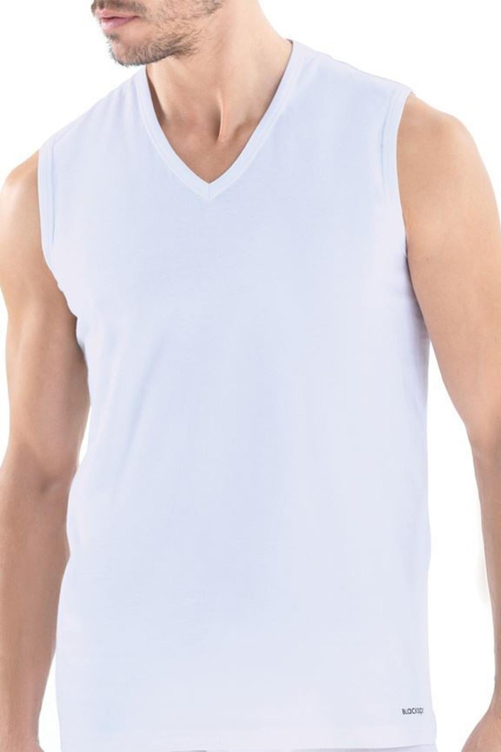 Blackspade Loose Fit 2'li V Yaka Beyaz Sıfır Kol Atlet C7T2N2O9 görsel 4