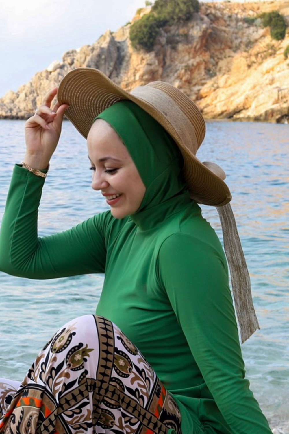 Remsa Mayo Keten Kurdele Detaylı Hasır Şapka Camel RŞ-106 görsel 3
