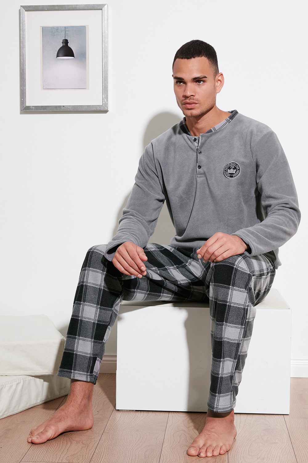 Buratti Ekose Regular Fit Bisiklet Yaka Kışlık Polar Pijama Takımı Erkek Pijama Takımı 609610013W4