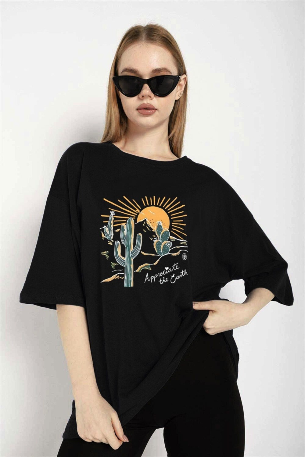 Medinenur Çöl Tema Baskı Unisex T-Shirt görsel 3