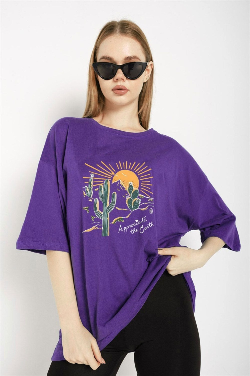 Medinenur Çöl Tema Baskı Unisex T-Shirt görsel 7