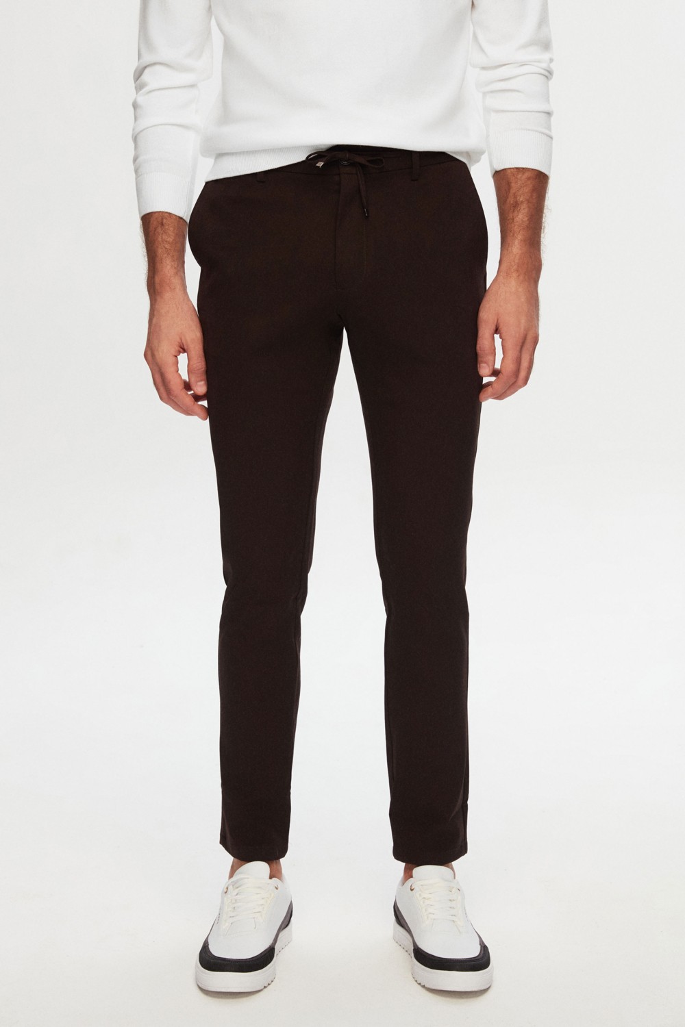 D'S Damat Slim Fit Antrasit Beli Lastikli Bağcıklı Fermuarlı Likralı Rahat Jogger Pantolon 2HC03ORTJGR01