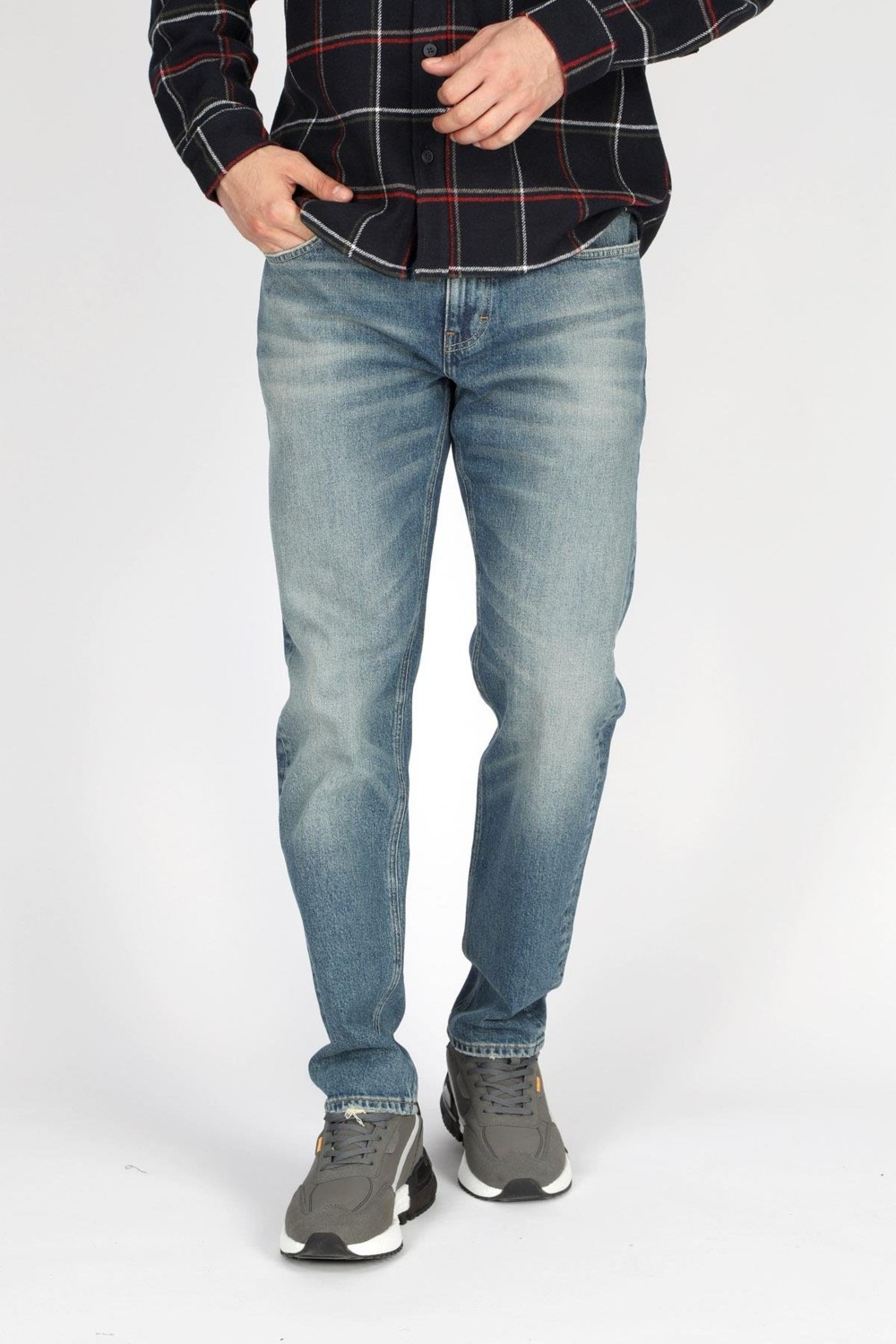 Lee Cooper Oxford Yüksek Bel Rahat Konik Kesim Daralan Paça Mavi Erkek Jean Pantolon görsel 2