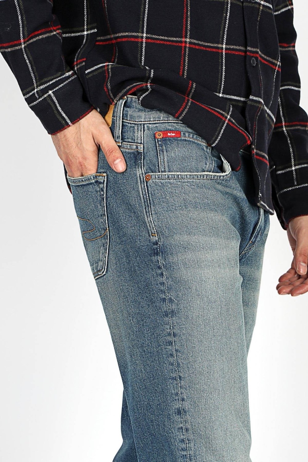 Lee Cooper Oxford Yüksek Bel Rahat Konik Kesim Daralan Paça Mavi Erkek Jean Pantolon görsel 4