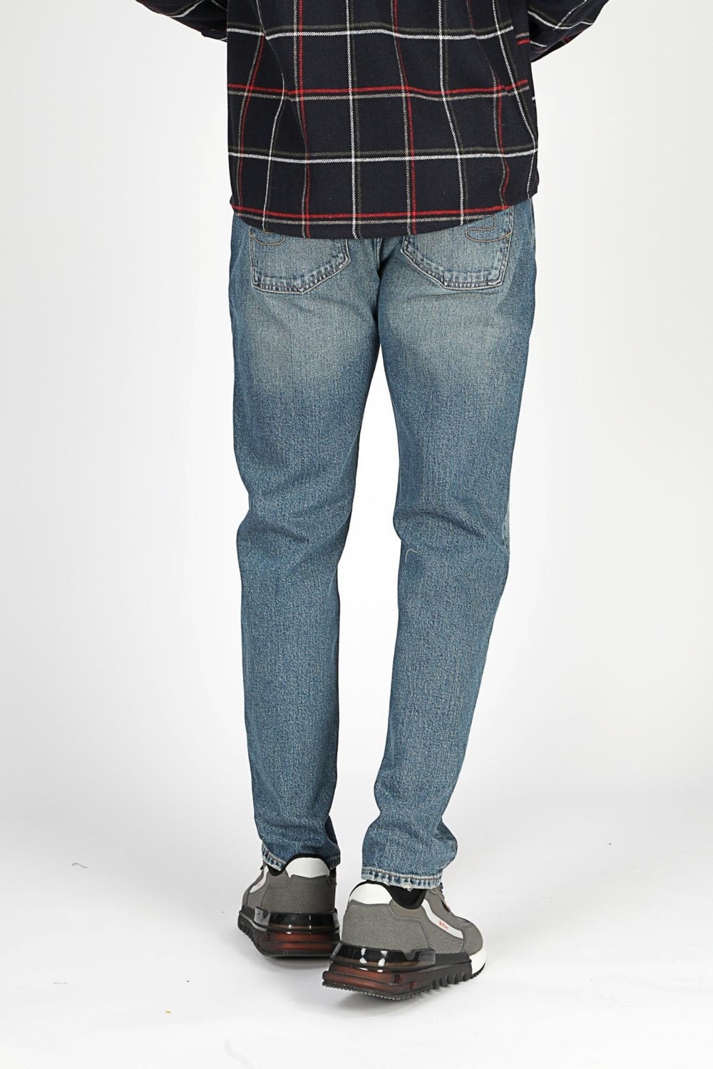 Lee Cooper Oxford Yüksek Bel Rahat Konik Kesim Daralan Paça Mavi Erkek Jean Pantolon görsel 5