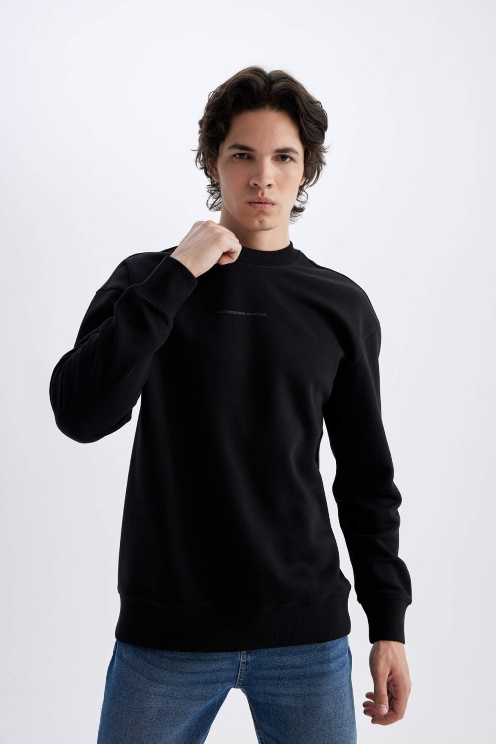 DeFacto Boxy Fit Bisiklet Yaka Baskılı Sweatshirt X8282AZ24AU görsel 3