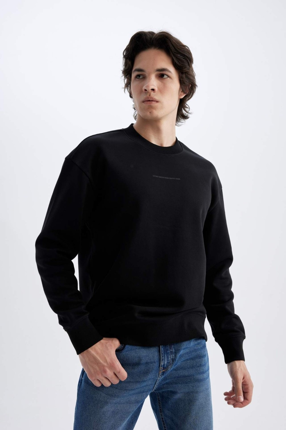 DeFacto Boxy Fit Bisiklet Yaka Baskılı Sweatshirt X8282AZ24AU görsel 4