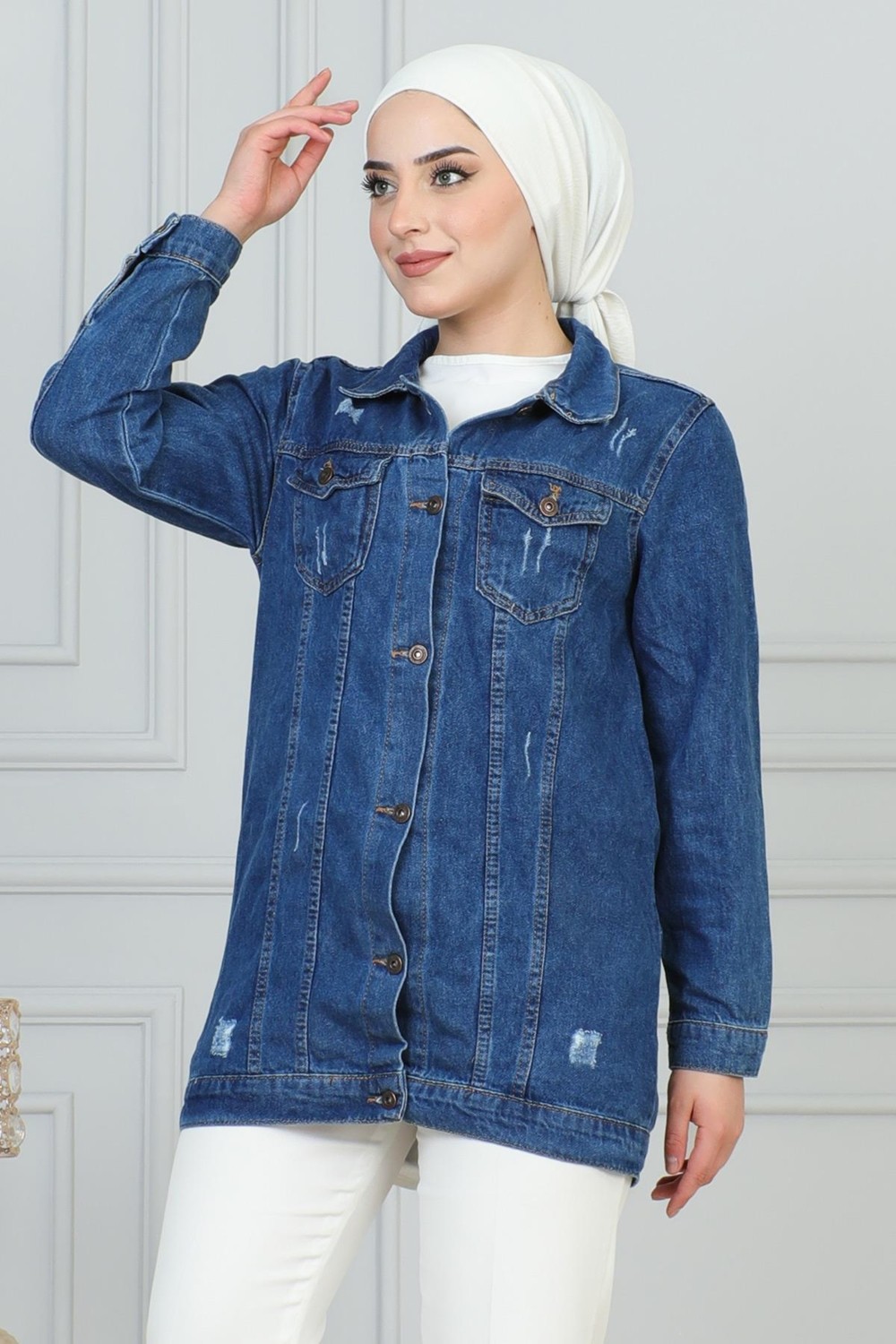 Missvalle Lazer Detaylı Kot Ceket Mavi 6097
