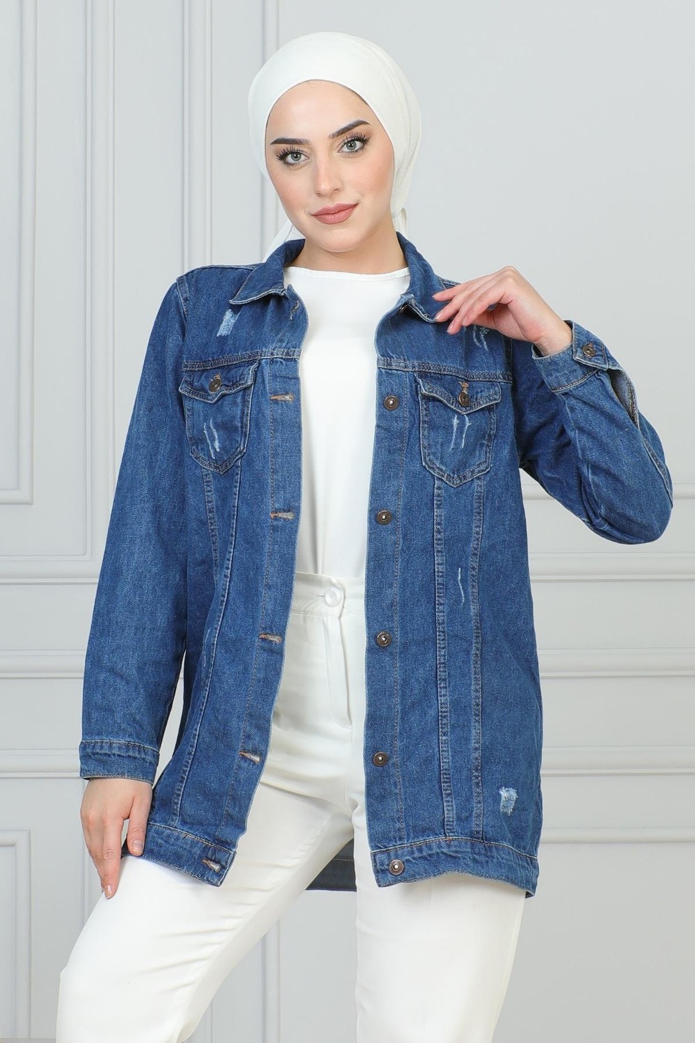 Missvalle Lazer Detaylı Kot Ceket Mavi 6097 görsel 2