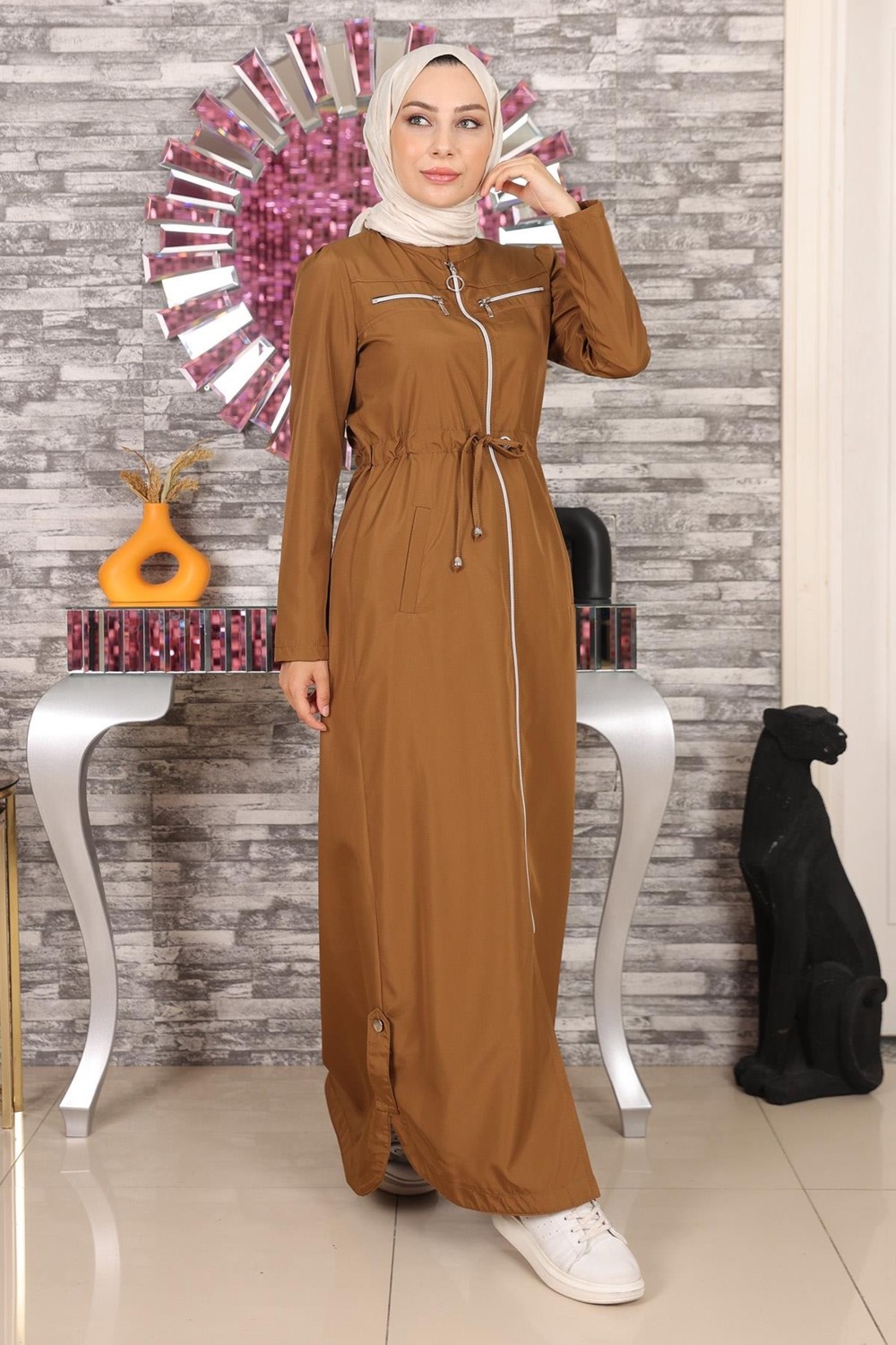 Missvalle Fermuarlı Ferace Taba 10012