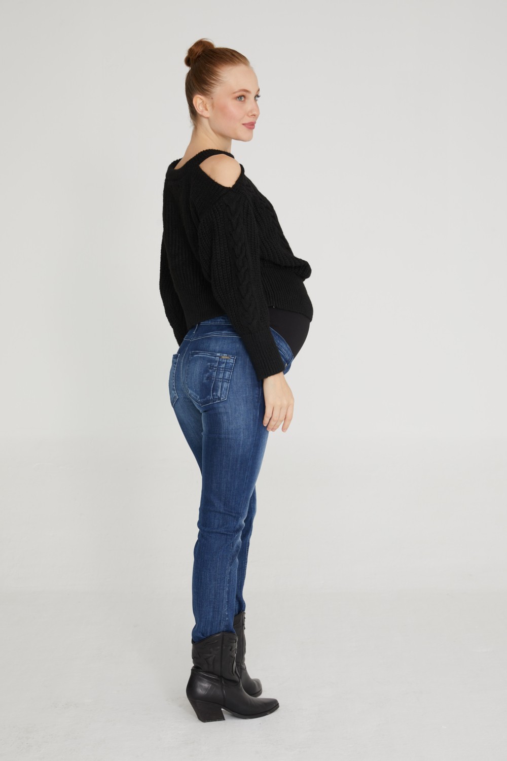 Vavien Vavıen Hamile Jean Likralı Denim Pantolon Slim Fit Mavi 1023 görsel 3