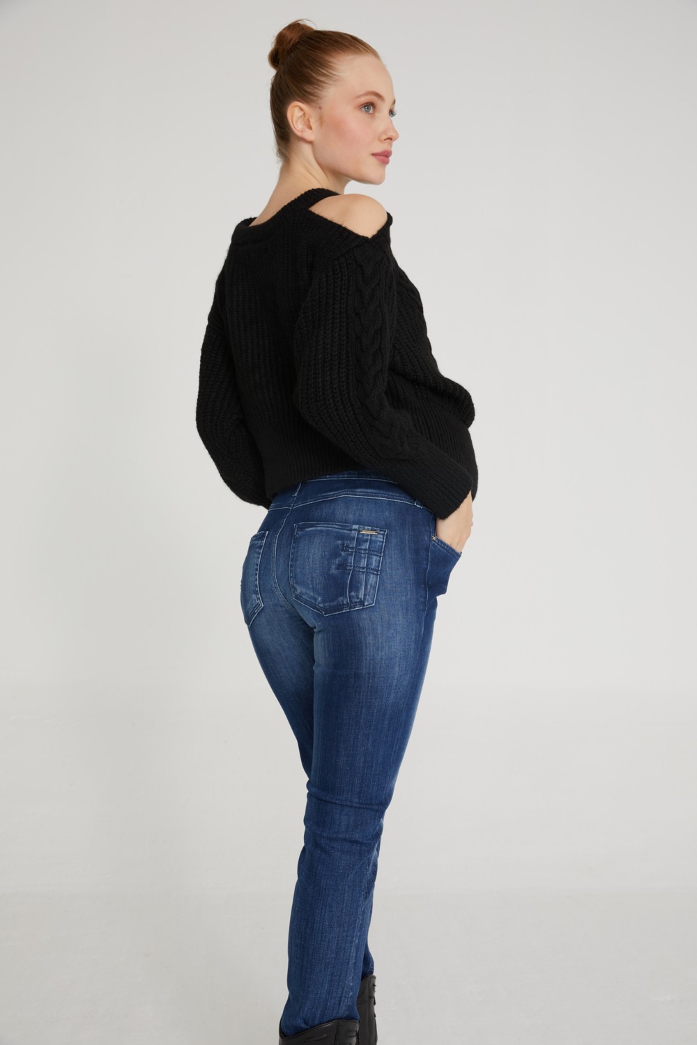 Vavien Vavıen Hamile Jean Likralı Denim Pantolon Slim Fit Mavi 1023 görsel 5