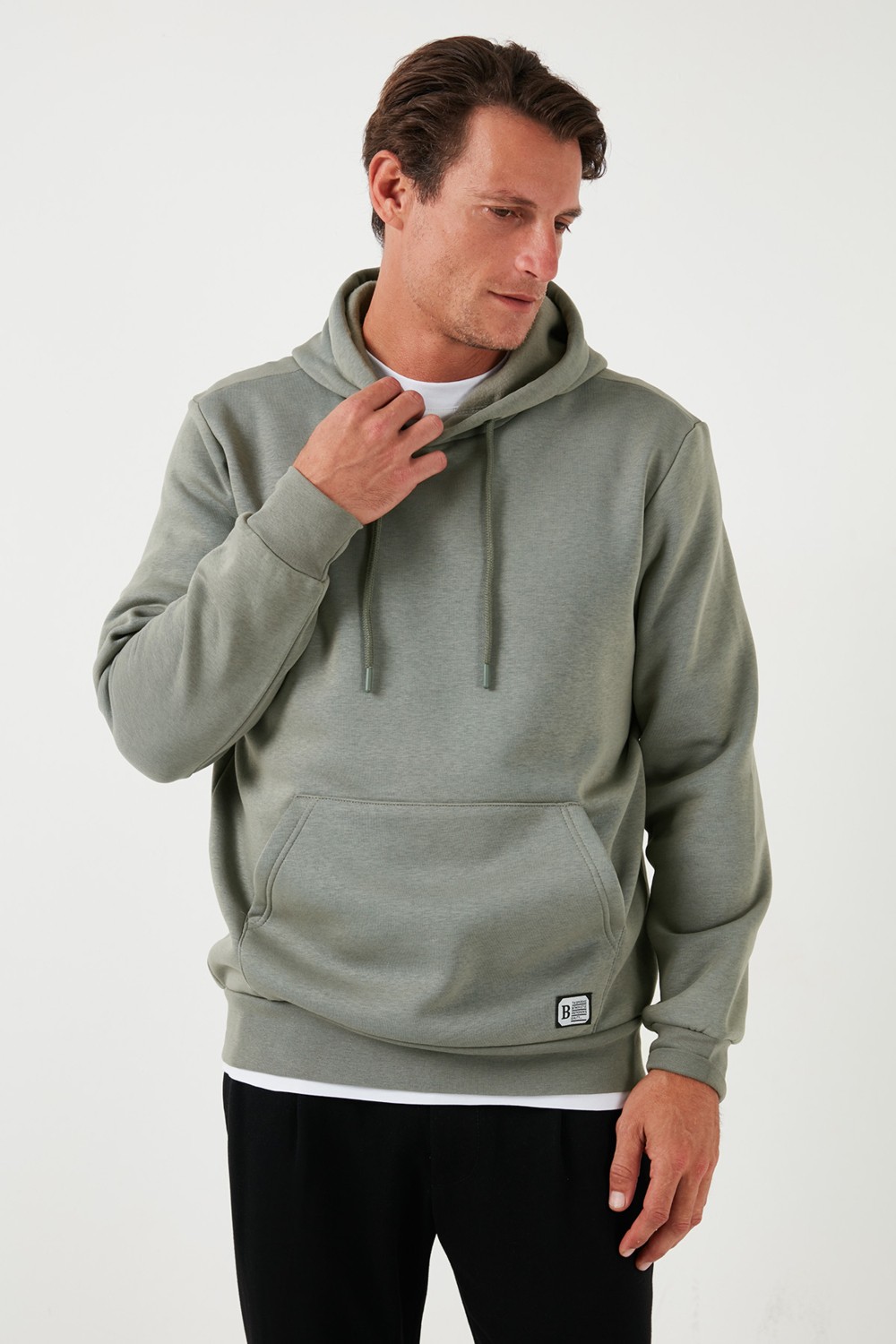 Buratti Slim Fit Kapüşonlu Kanguru Cepli Içi Tüylü Yumuşak Şardonlu Sweat Erkek Sweat 5905281 görsel 3
