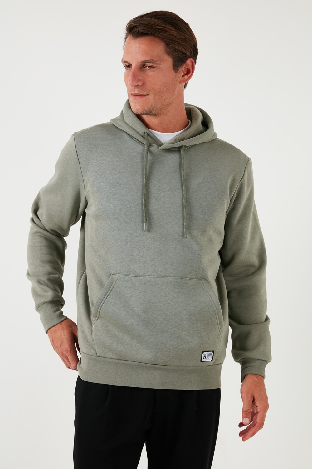 Buratti Slim Fit Kapüşonlu Kanguru Cepli Içi Tüylü Yumuşak Şardonlu Sweat Erkek Sweat 5905281 görsel 5