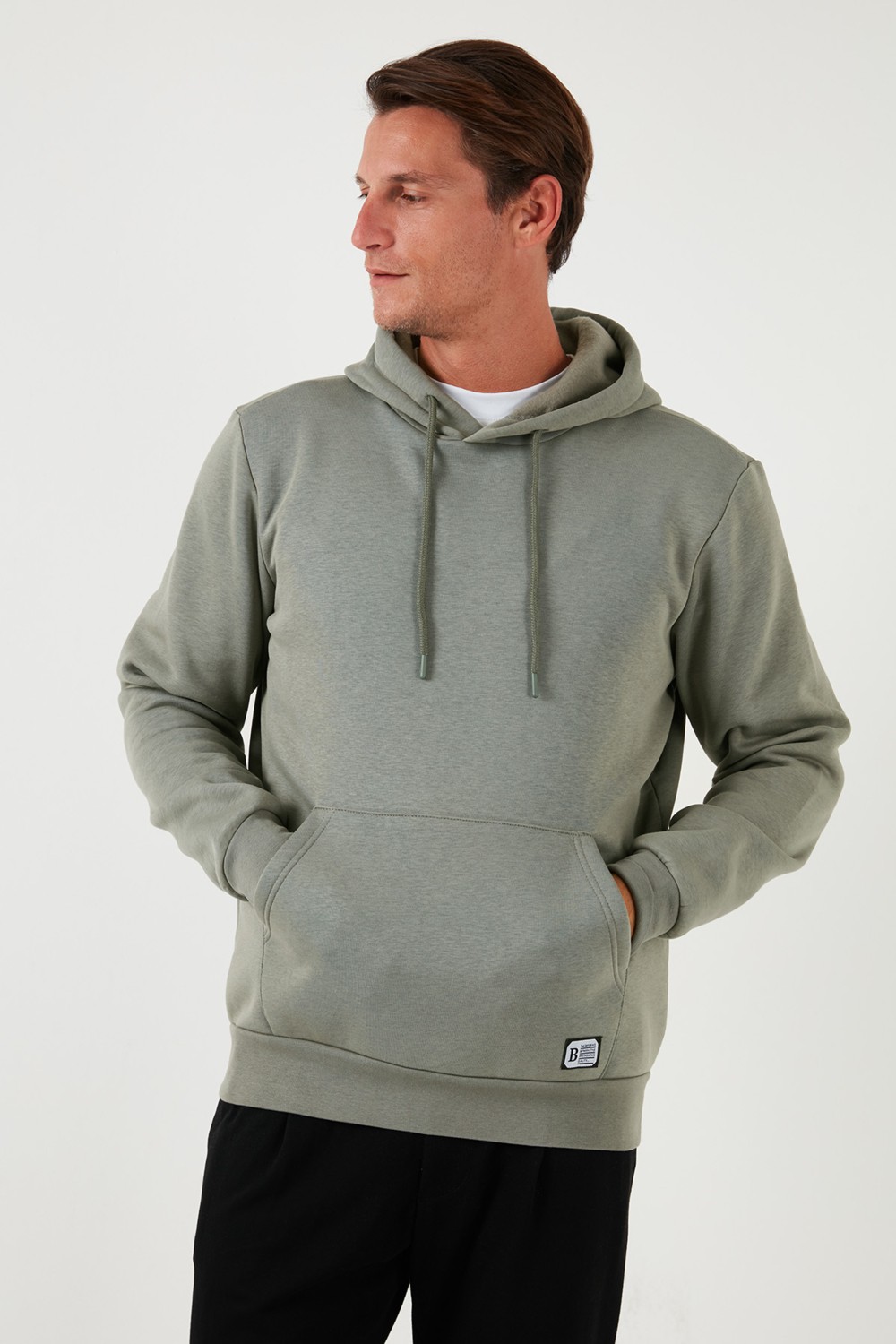 Buratti Slim Fit Kapüşonlu Kanguru Cepli Içi Tüylü Yumuşak Şardonlu Sweat Erkek Sweat 5905281 görsel 7