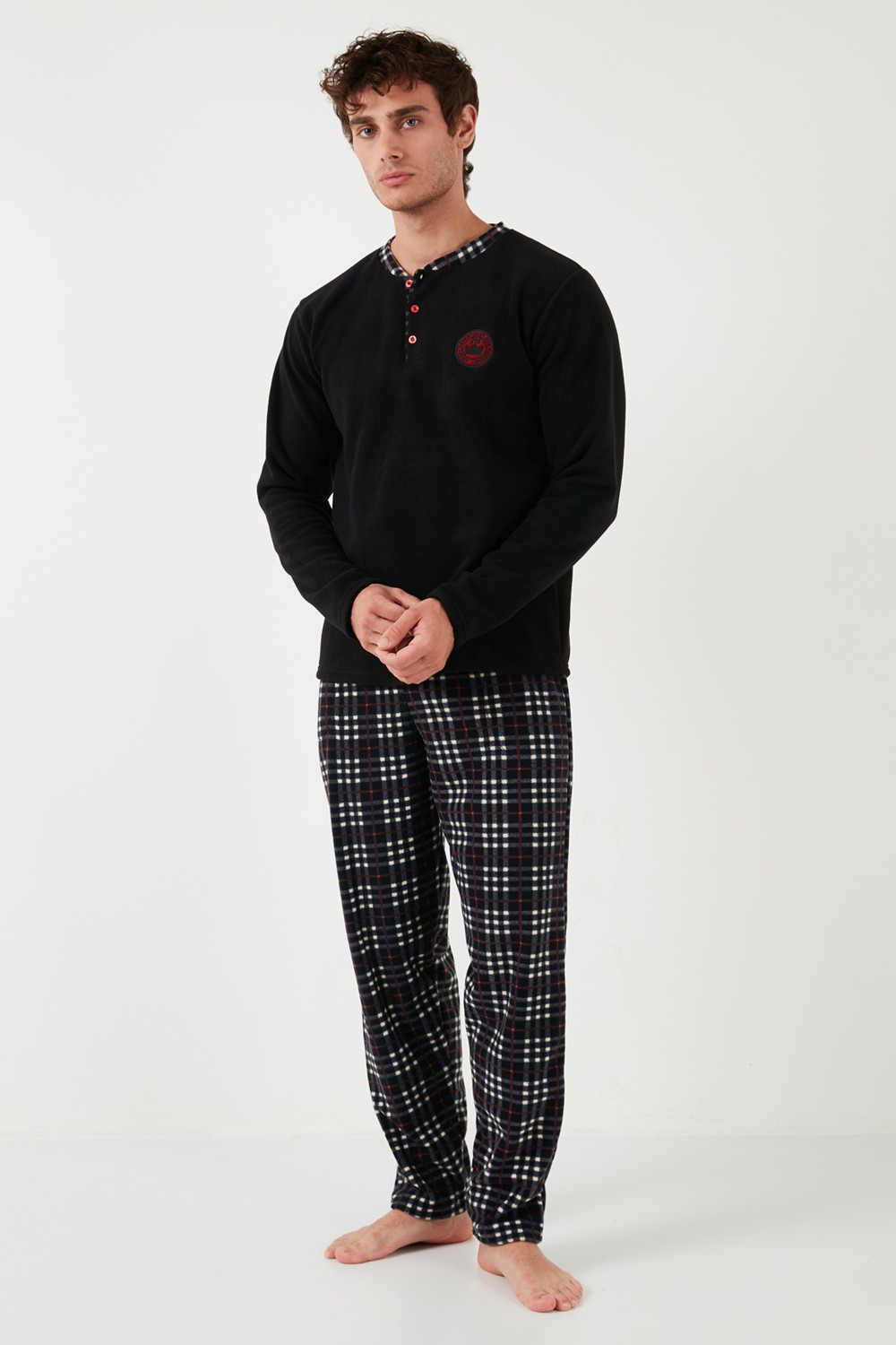 Buratti Regular Fit Bisiklet Yaka Kışlık Yumuşak Dokulu Polar Pijama Takımı Erkek Pijama Takımı 6096100 görsel 8