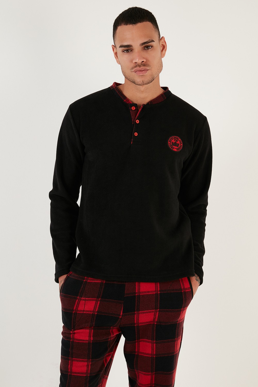 Buratti Ekose Regular Fit Bisiklet Yaka Kışlık Polar Pijama Takımı Erkek Pijama Takımı 609610013W4 görsel 3