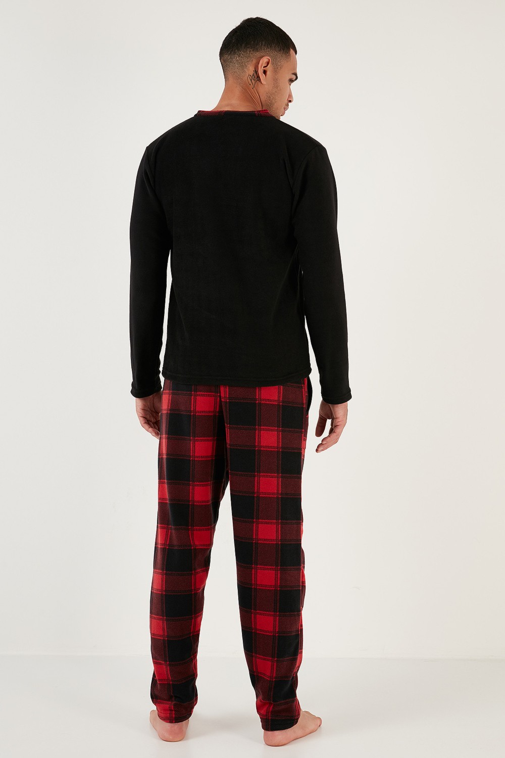 Buratti Ekose Regular Fit Bisiklet Yaka Kışlık Polar Pijama Takımı Erkek Pijama Takımı 609610013W4 görsel 5