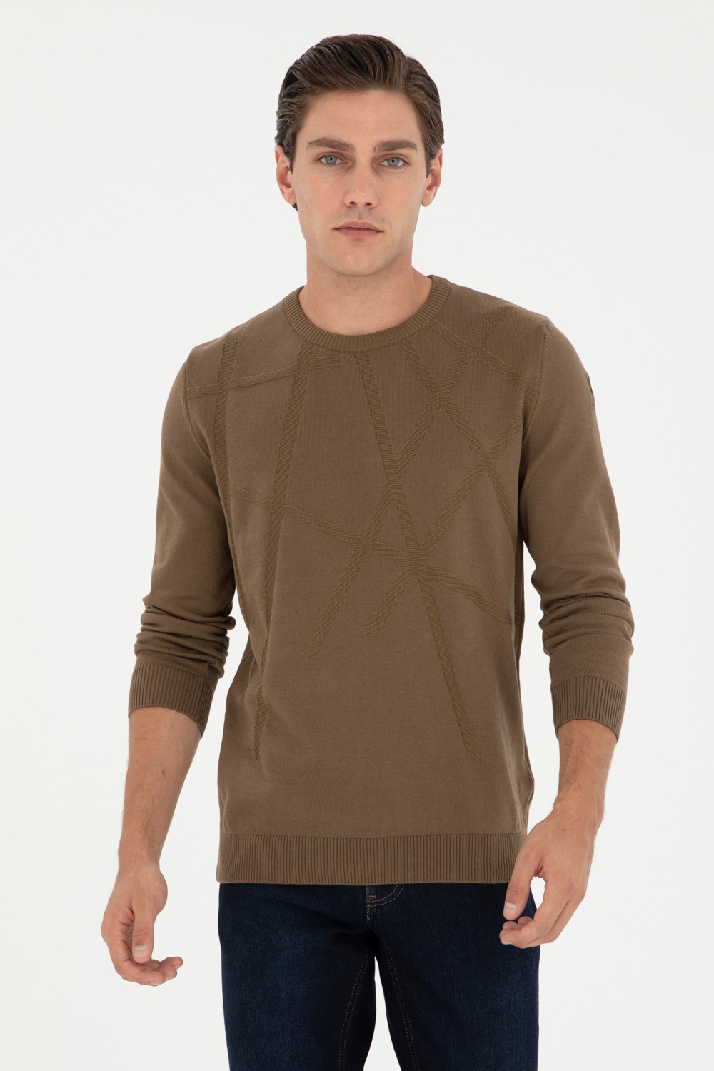 U.S. Polo Assn. Erkek Slim Fit Bisiklet Yaka Antrasit Kazak 50292869-VR006