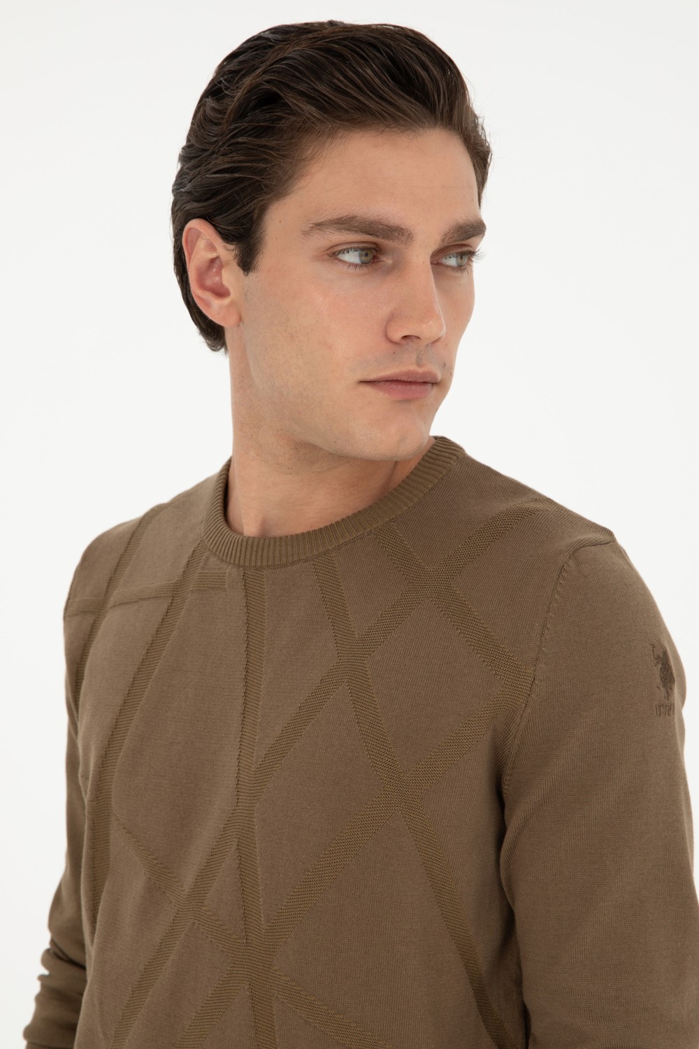 U.S. Polo Assn. Erkek Slim Fit Bisiklet Yaka Antrasit Kazak 50292869-VR006 görsel 2