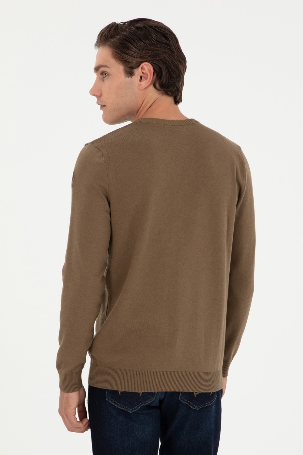 U.S. Polo Assn. Erkek Slim Fit Bisiklet Yaka Antrasit Kazak 50292869-VR006 görsel 5