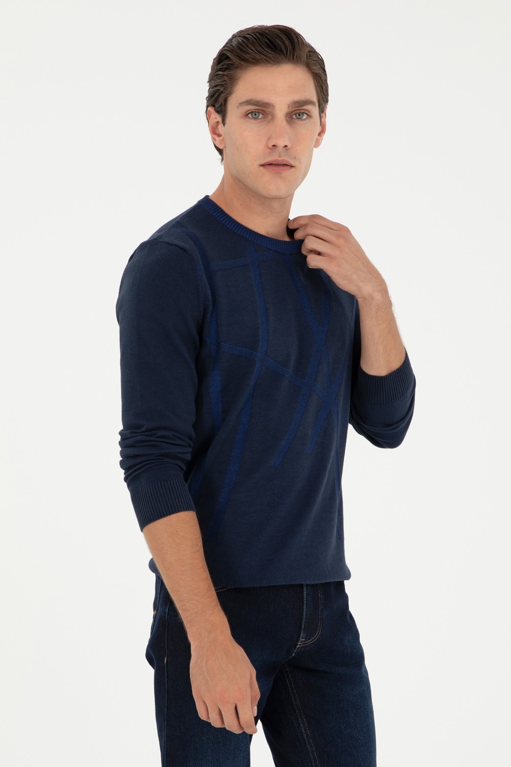U.S. Polo Assn. Erkek Slim Fit Bisiklet Yaka Antrasit Kazak 50292869-VR006