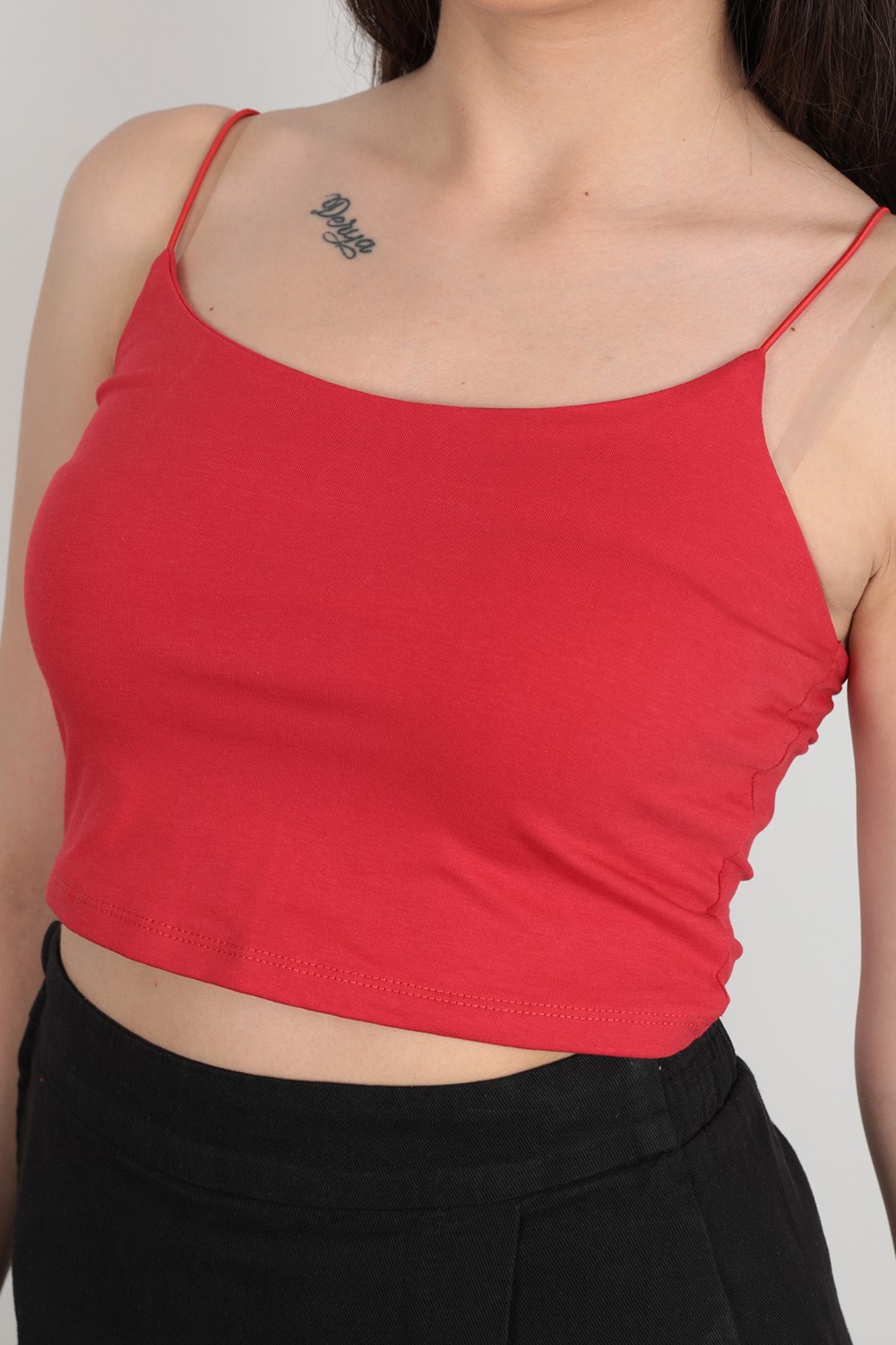 Giysa İp Askılı Crop Büstiyer Compak İp Askılı Büstiyer Siyah - 947 görsel 2
