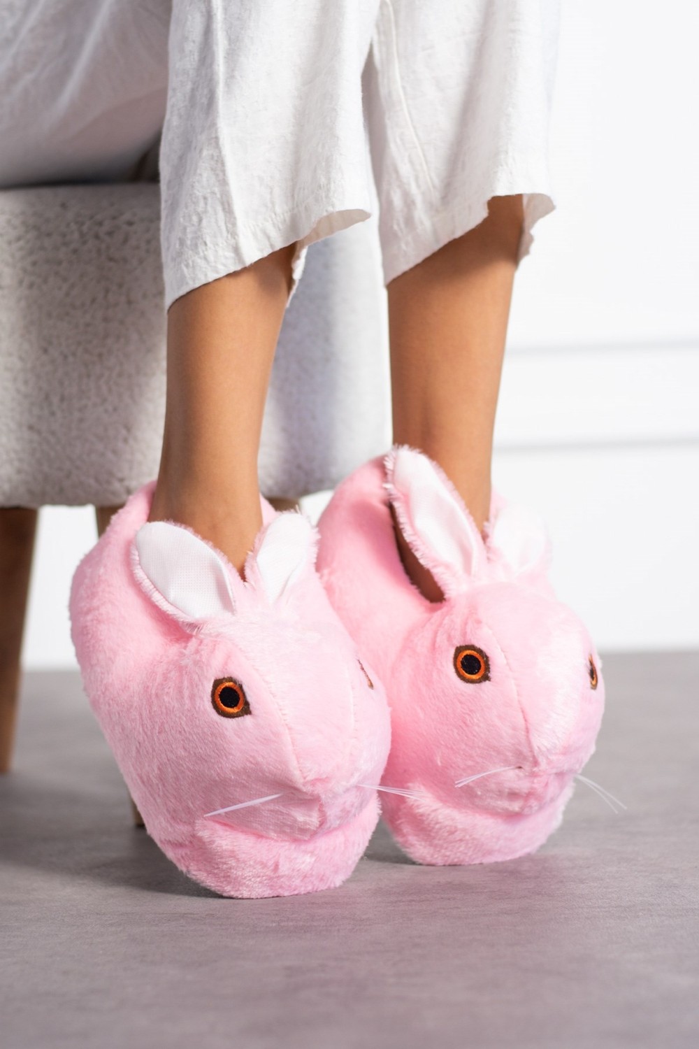 Albishoes Tavşanlı Hayvan Figürlü Peluş Panduf Kadın Ev Botu Ev Panduf Hafif Ses Yapmaz Taban(30-40)