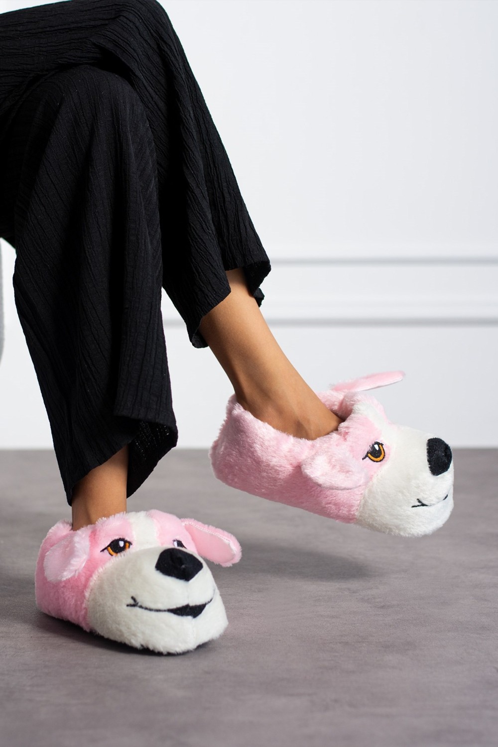 Albishoes Sevimli Köpek Hayvan Figürlü Peluş Yumuşak Taban Ev Botu Kışlık Hayvanlı Ev Panduf (30-40) görsel 4