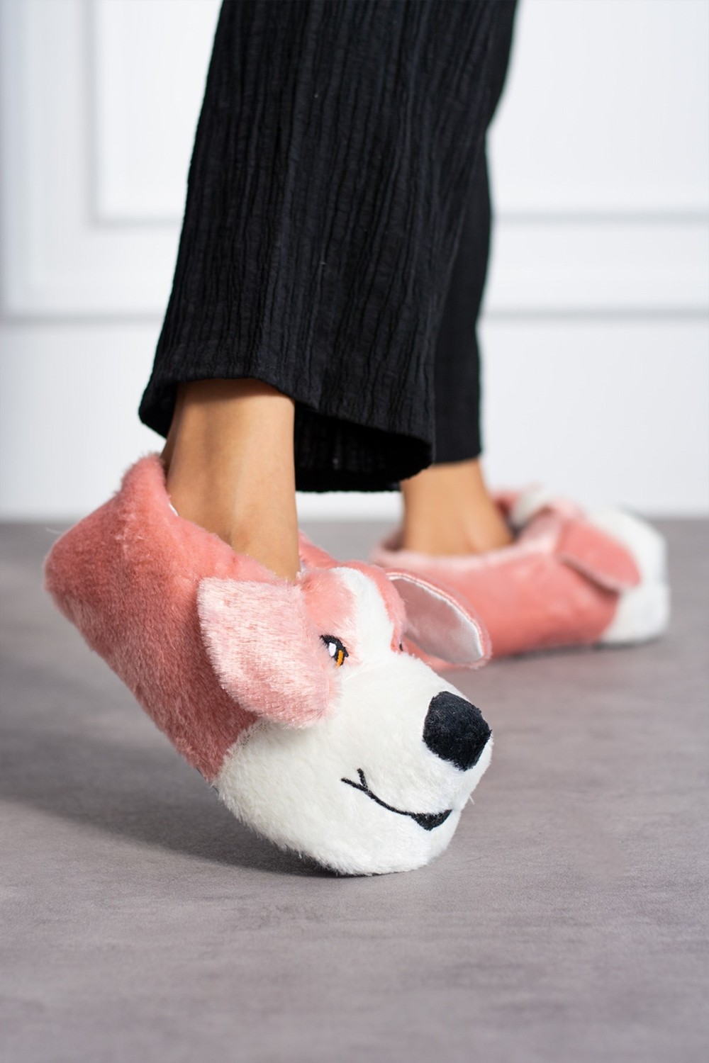Albishoes Sevimli Köpek Hayvan Figürlü Peluş Yumuşak Taban Ev Botu Kışlık Hayvanlı Ev Panduf (30-40) görsel 6