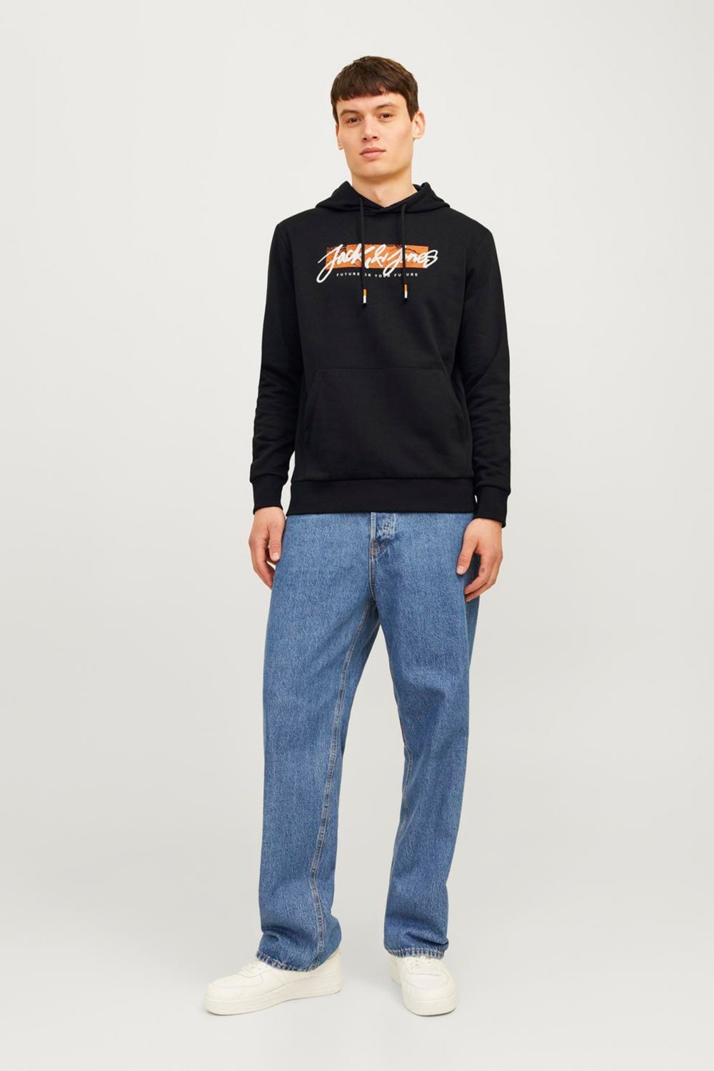Jack & Jones Jjtıley Sweat Hood Ln Siyah Erkek Sweatshirt görsel 3
