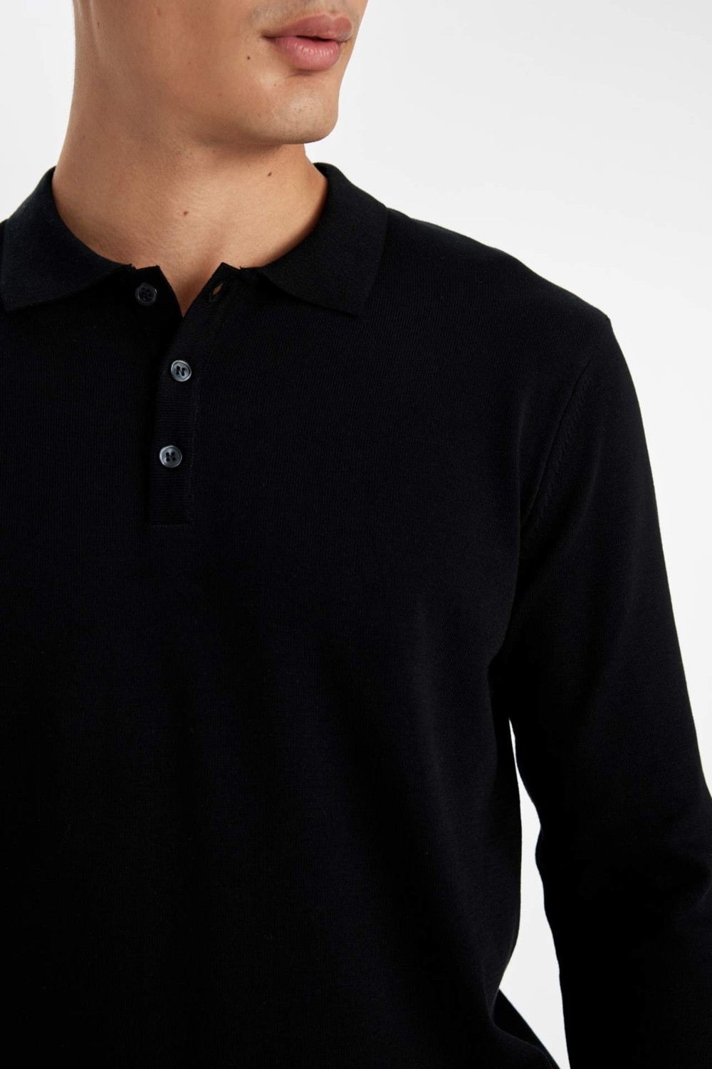 DeFacto Standart Fit Normal Kesim Polo Yaka Yumuşak Dokulu Premium Triko Kazak D0454AX24AU görsel 5