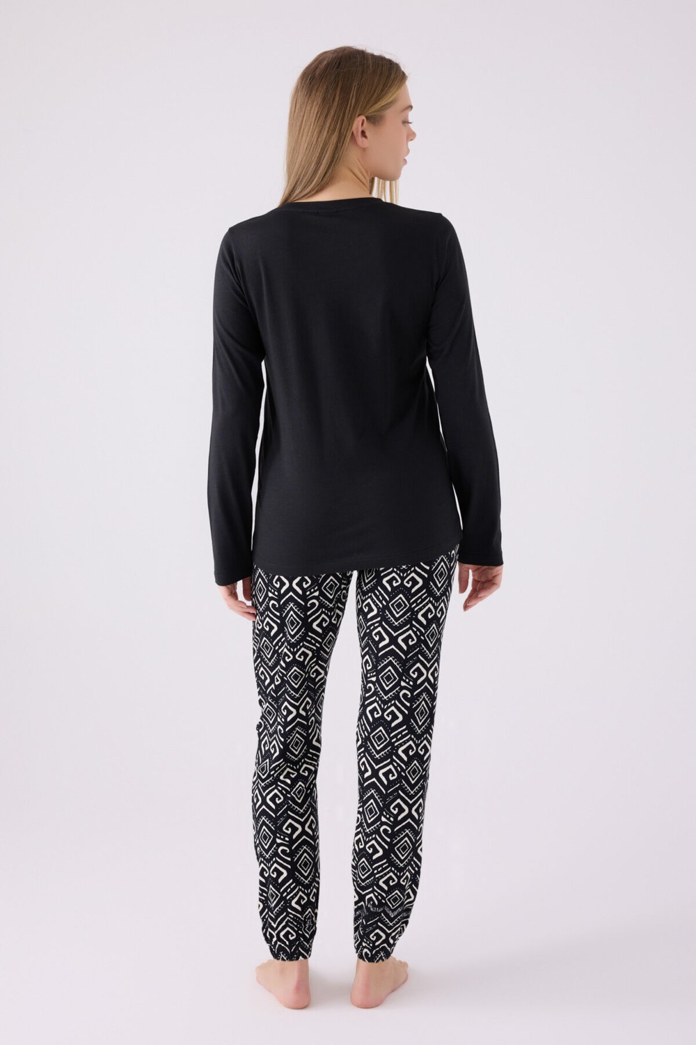 Pierre Cardin Pıerre Cardın Kadın Uzun Kol Pijama Takım PC8869 Siyah görsel 5