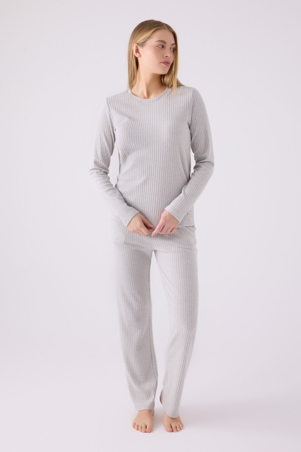 Pierre Cardin Pıerre Cardın Kadın Uzun Kol Pijama Takım PC8908 Bej görsel 3