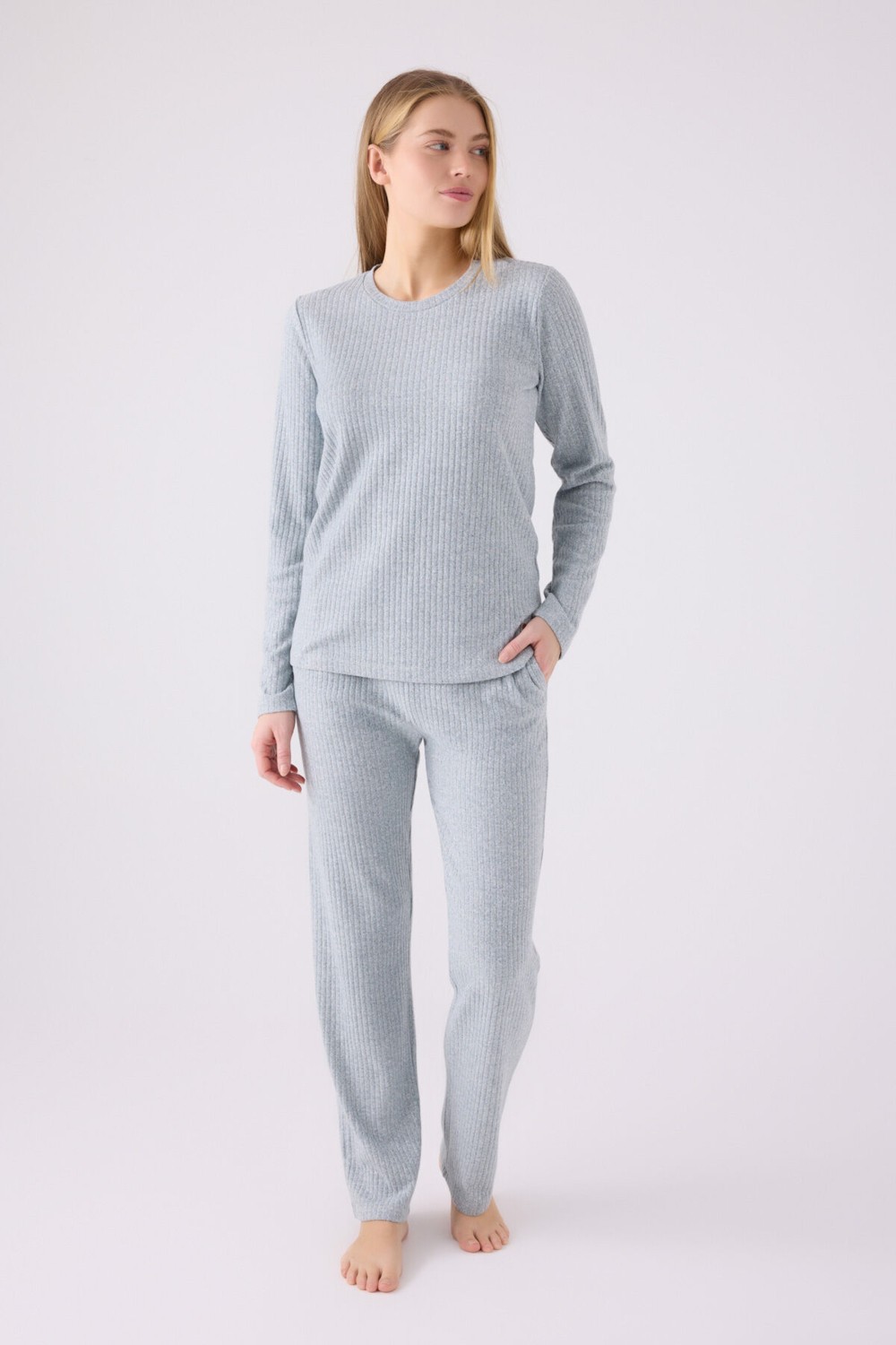 Pierre Cardin Pıerre Cardın Kadın Uzun Kol Pijama Takım PC8908 Bej görsel 6