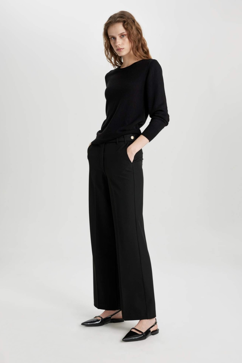 DeFacto Regular Fit Yumuşak Dokulu Bisiklet Yaka Basic Düz Triko Kazak F7091AZ24WN görsel 2