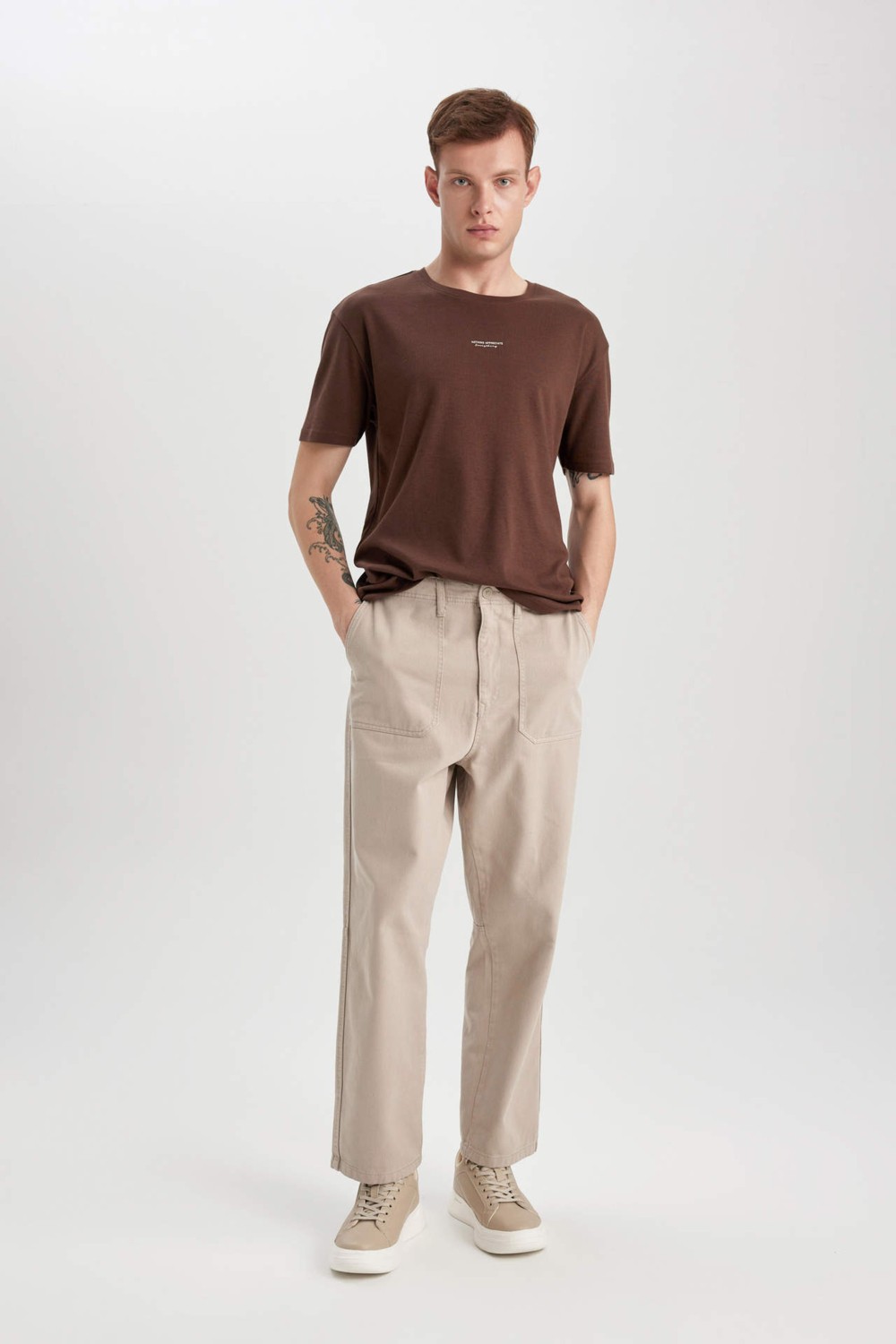 DeFacto Gabardin Pantolon Baggy Fit Bol Rahat Kesim Cepli Düz Paça B4762AX24SP