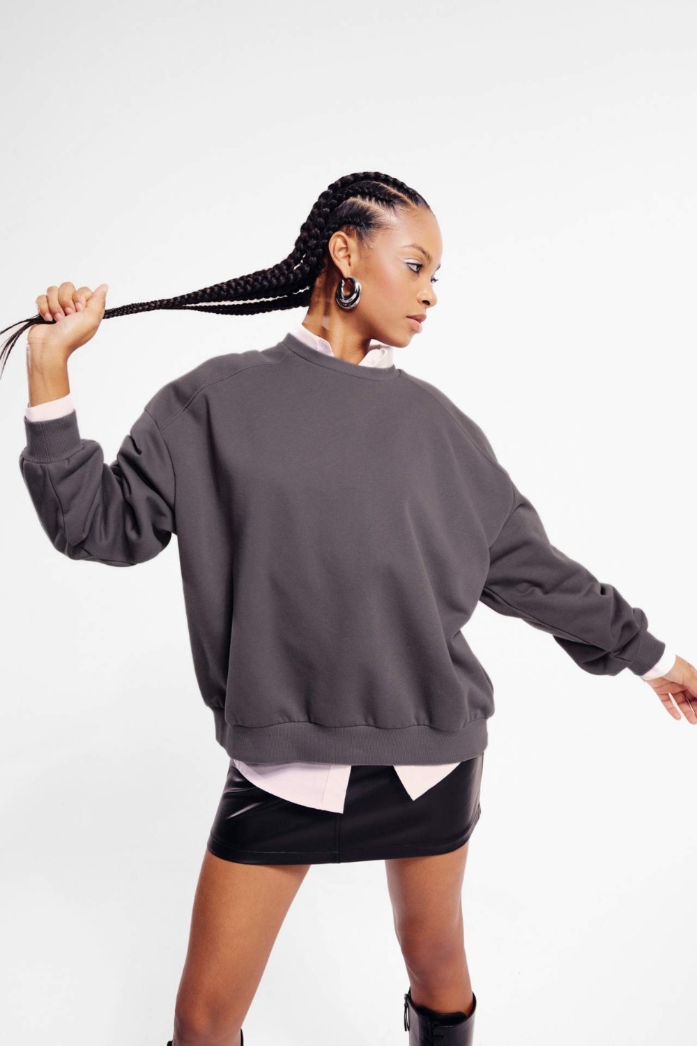 DeFacto Coool Oversize Fit Bisiklet Yaka Kalın Sweatshirt A4177AX23WN