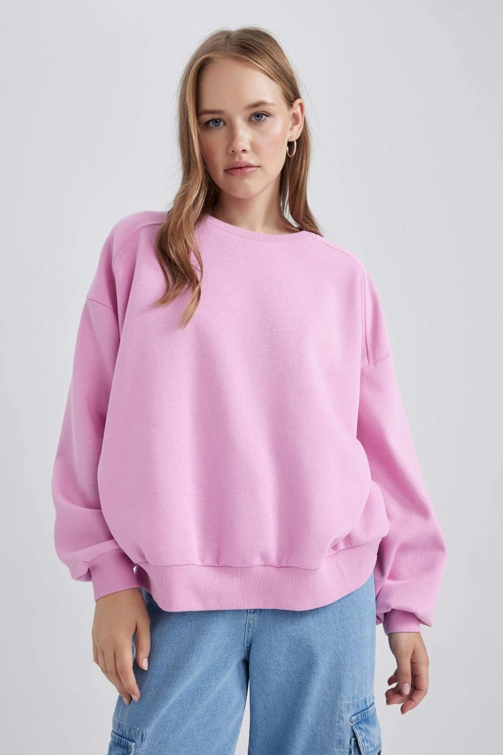 DeFacto Coool Oversize Fit Bisiklet Yaka Kalın Sweatshirt A4177AX23WN