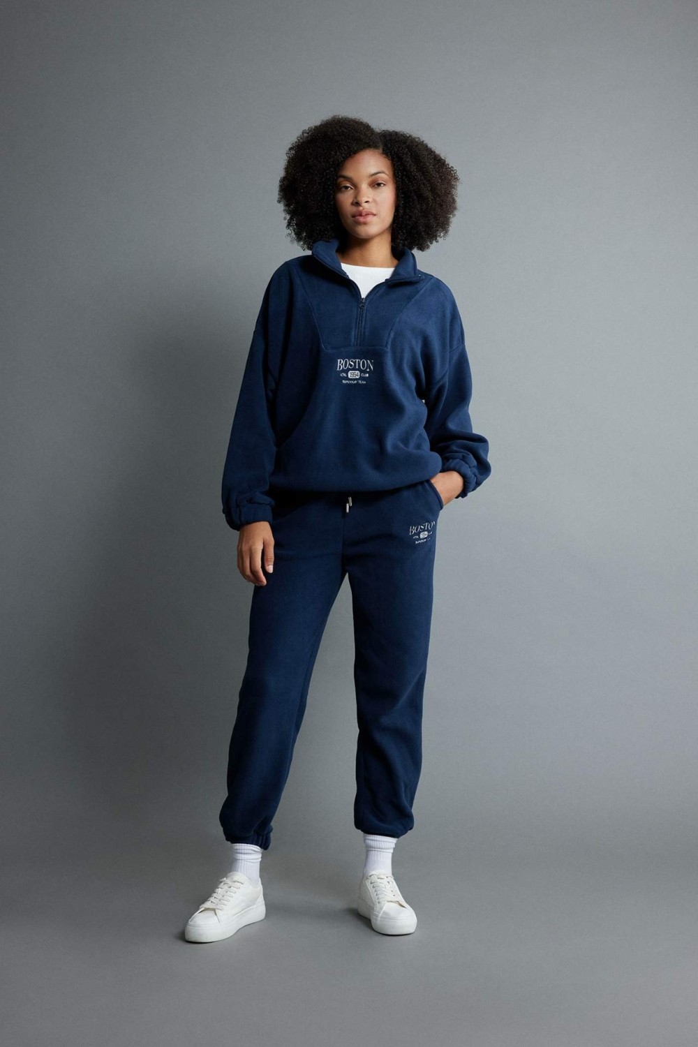 DeFacto Oversize Fit Yarım Fermuarlı Polar Sweatshirt Y2649AZ23WN görsel 2