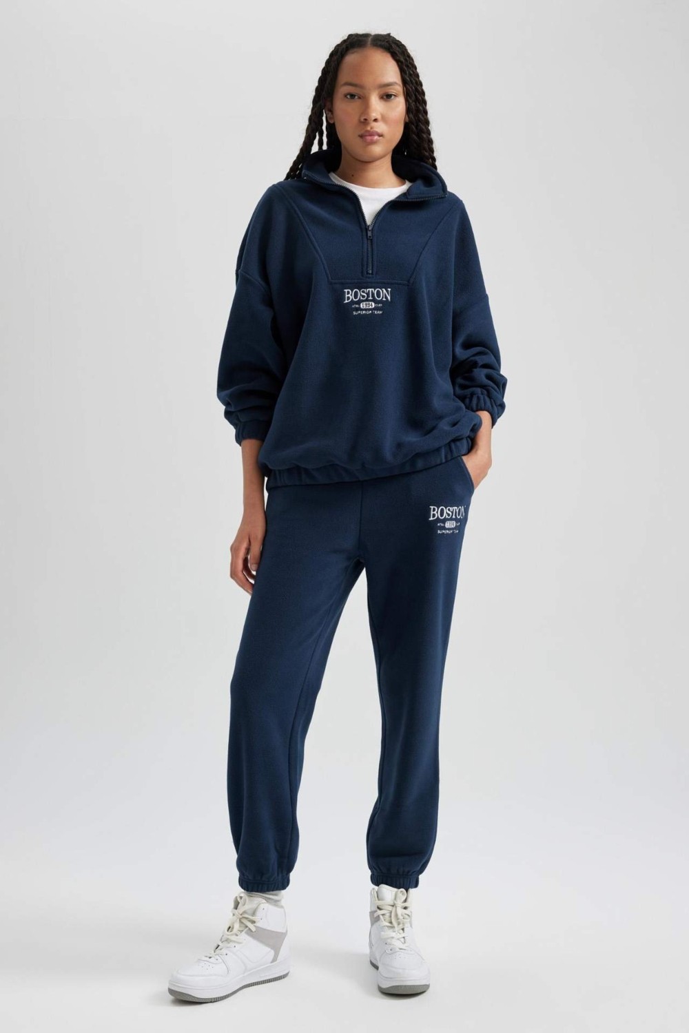 DeFacto Oversize Fit Yarım Fermuarlı Polar Sweatshirt Y2649AZ23WN görsel 5