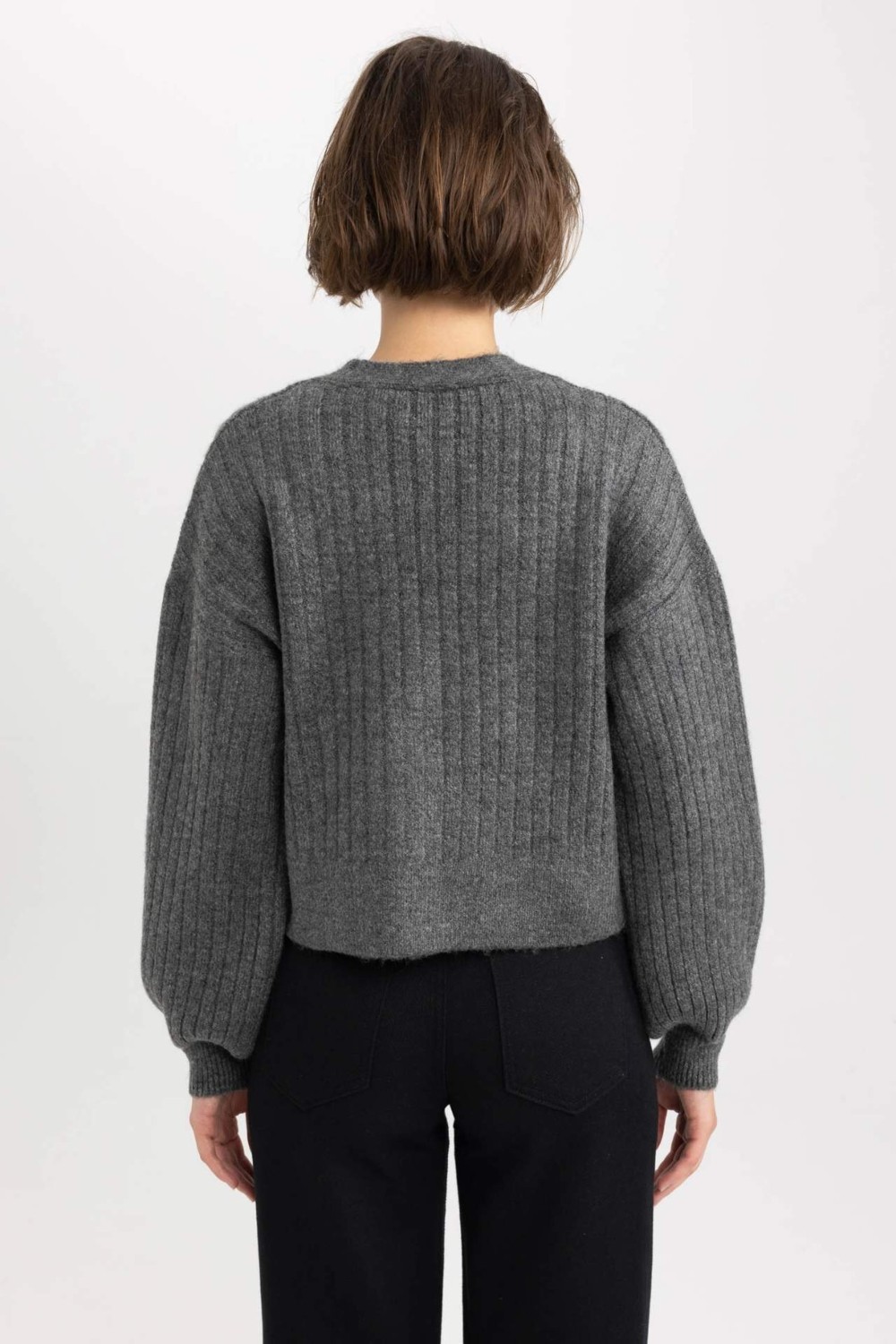 DeFacto Regular Fit V Yaka Triko Hırka R1389AZ23WN görsel 5