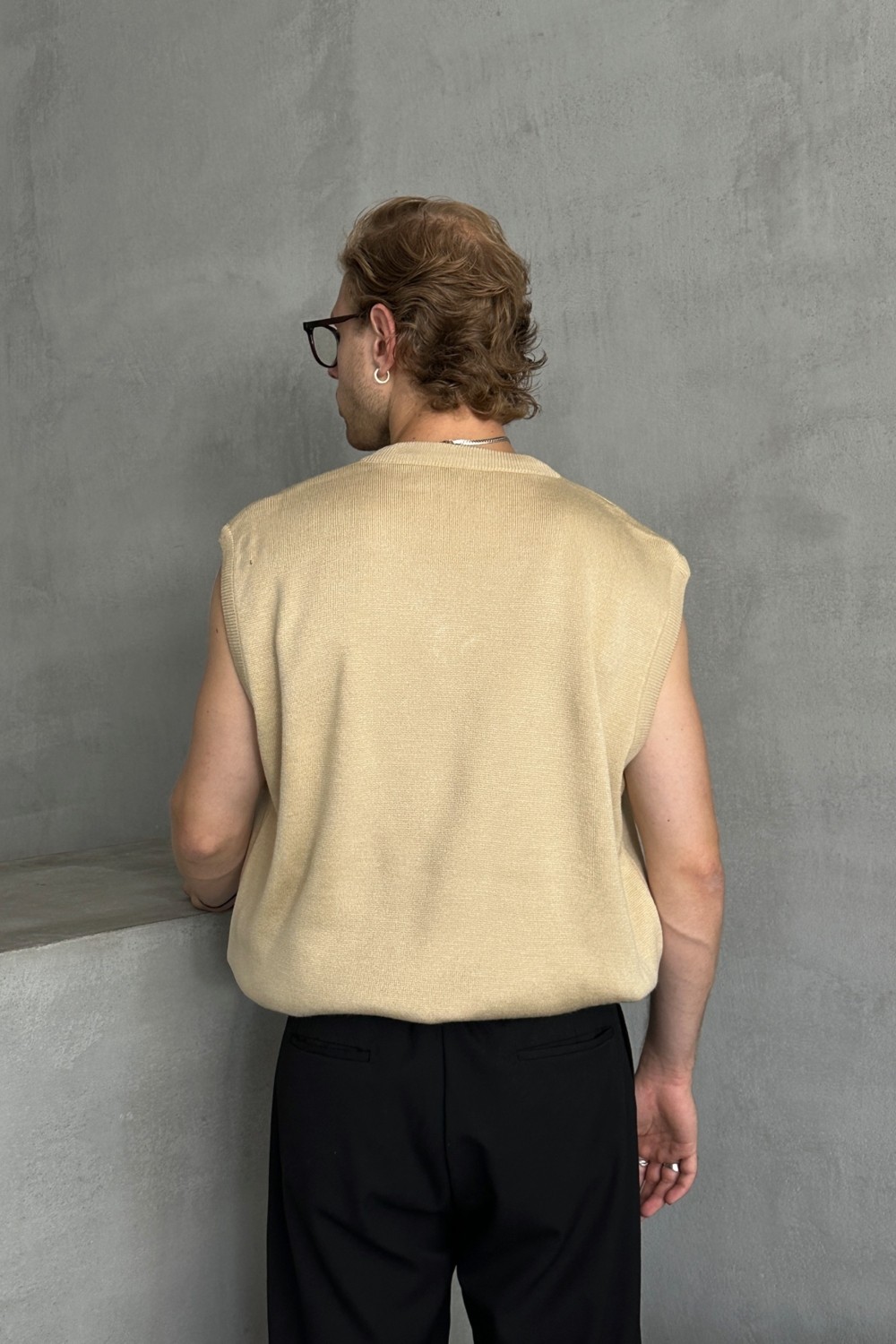 HYMAN Erkek V Yaka Oversize Süveter görsel 8