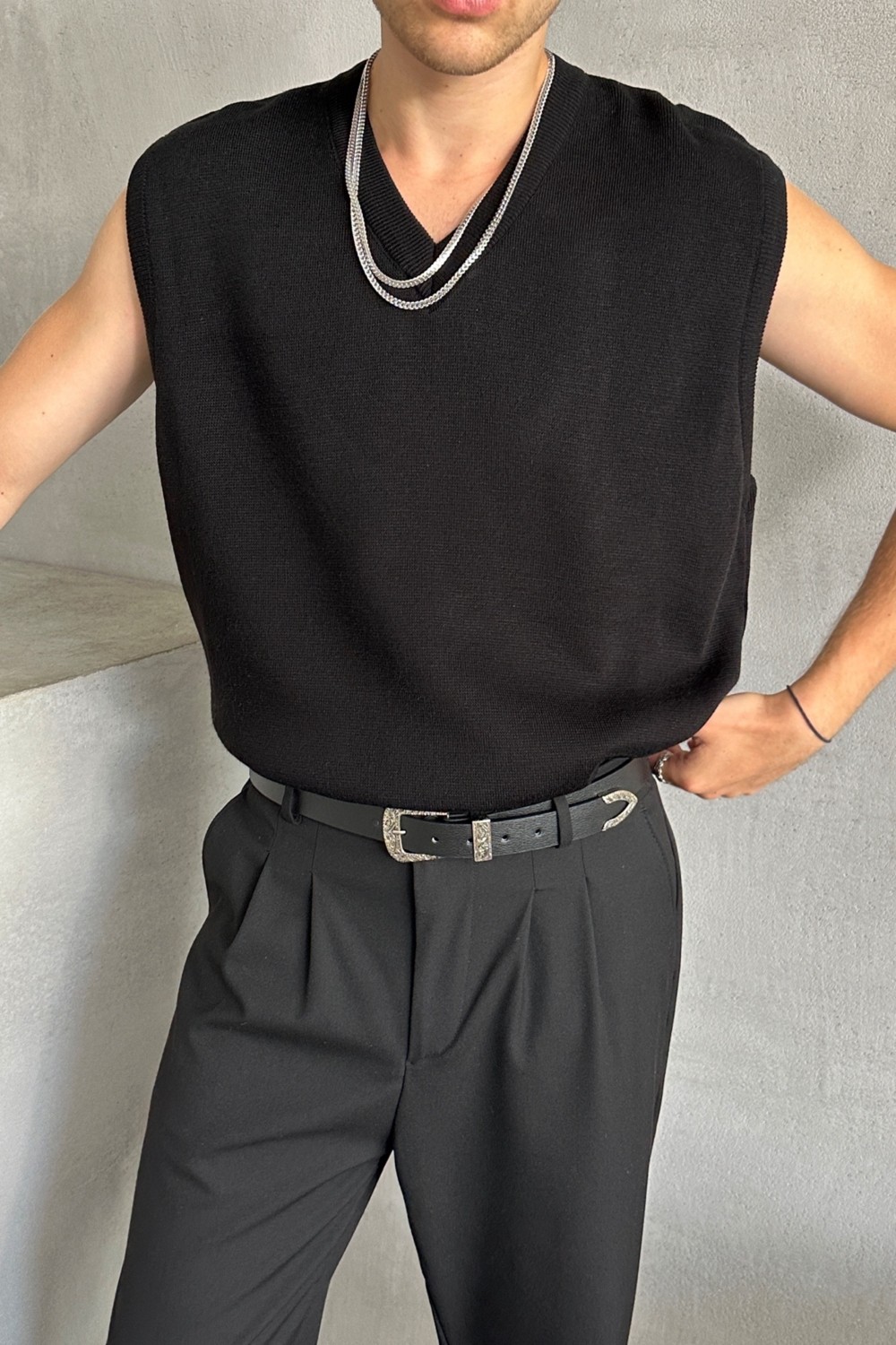 HYMAN Erkek V Yaka Oversize Süveter
