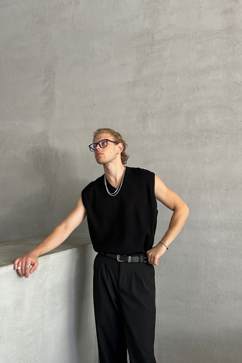 HYMAN Erkek V Yaka Oversize Süveter görsel 2