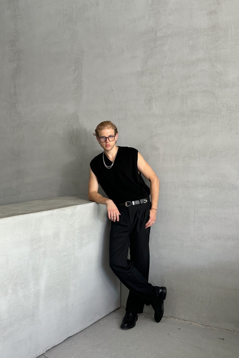 HYMAN Erkek V Yaka Oversize Süveter görsel 3